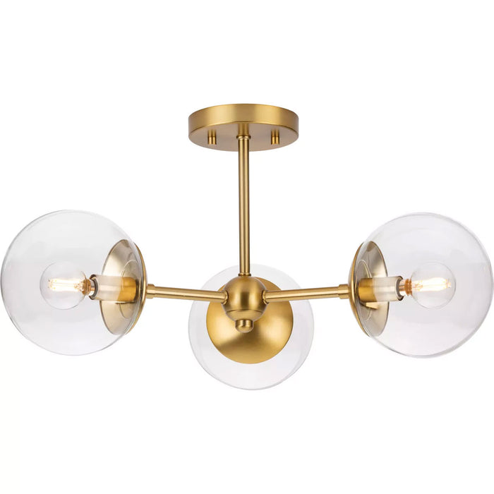 Progress Lighting Atwell Collection 60W Three-Light Semi-Flush Mount Fixture Brushed Bronze (P350235-109)