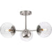 Progress Lighting Atwell Collection 60W Three-Light Semi-Flush Mount Fixture Brushed Nickel (P350235-009)