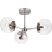 Progress Lighting Atwell Collection 60W Three-Light Semi-Flush Mount Fixture Brushed Nickel (P350235-009)