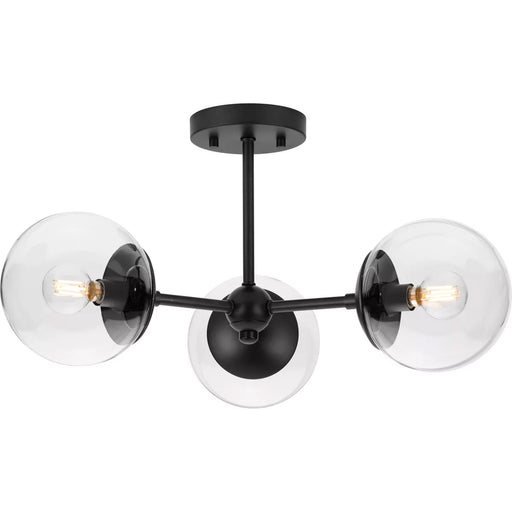 Progress Lighting Atwell Collection 60W Three-Light Semi-Flush Mount Fixture Matte Black (P350235-31M)