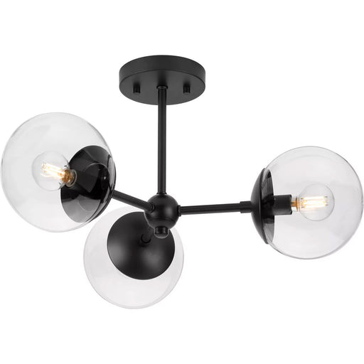 Progress Lighting Atwell Collection 60W Three-Light Semi-Flush Mount Fixture Matte Black (P350235-31M)