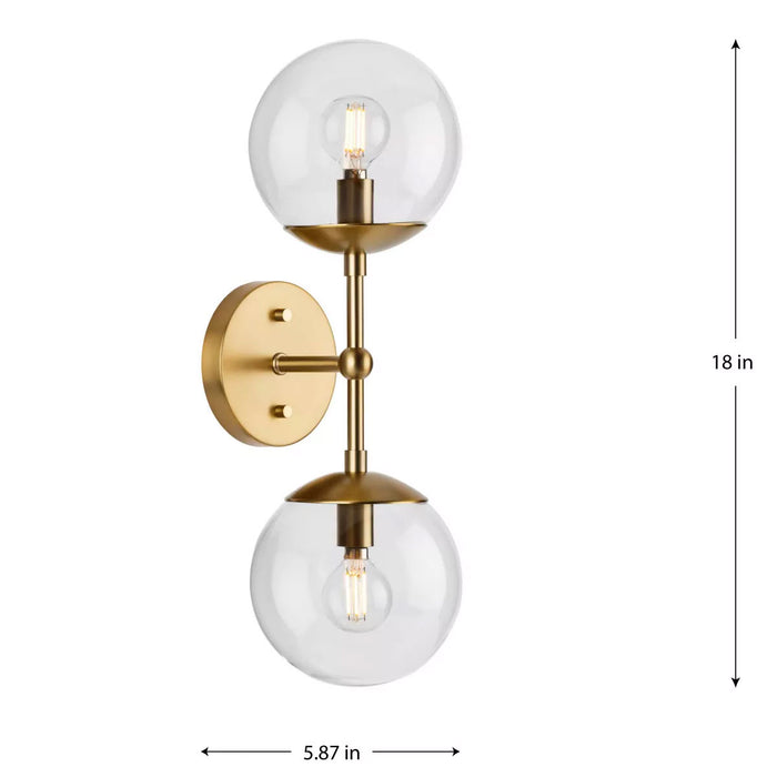 Progress Lighting Atwell Collection 60W Two-Light Wall Sconce Brushed Bronze (P710114-109)