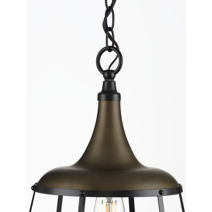 Progress Lighting Bastille Collection Aged Brass One-Light Pendant (P500236-161)