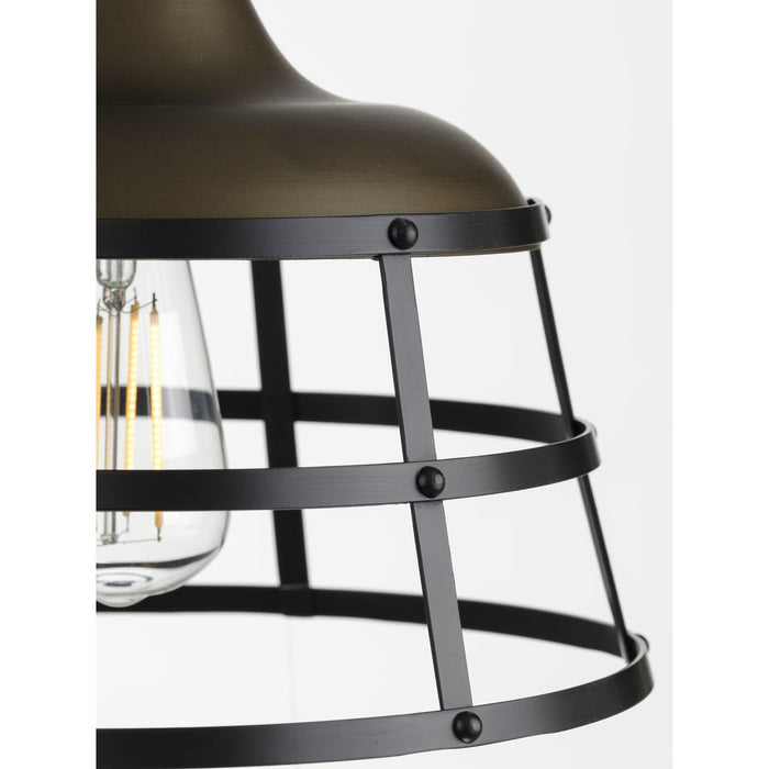 Progress Lighting Bastille Collection Aged Brass One-Light Pendant (P500236-161)