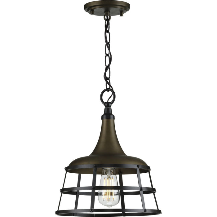 Progress Lighting Bastille Collection Aged Brass One-Light Pendant (P500236-161)