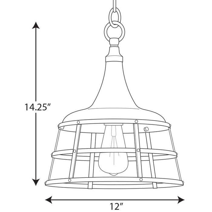 Progress Lighting Bastille Collection Aged Brass One-Light Pendant (P500236-161)