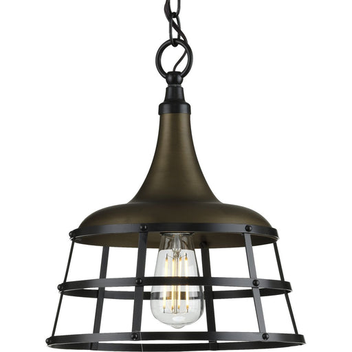 Progress Lighting Bastille Collection Aged Brass One-Light Pendant (P500236-161)