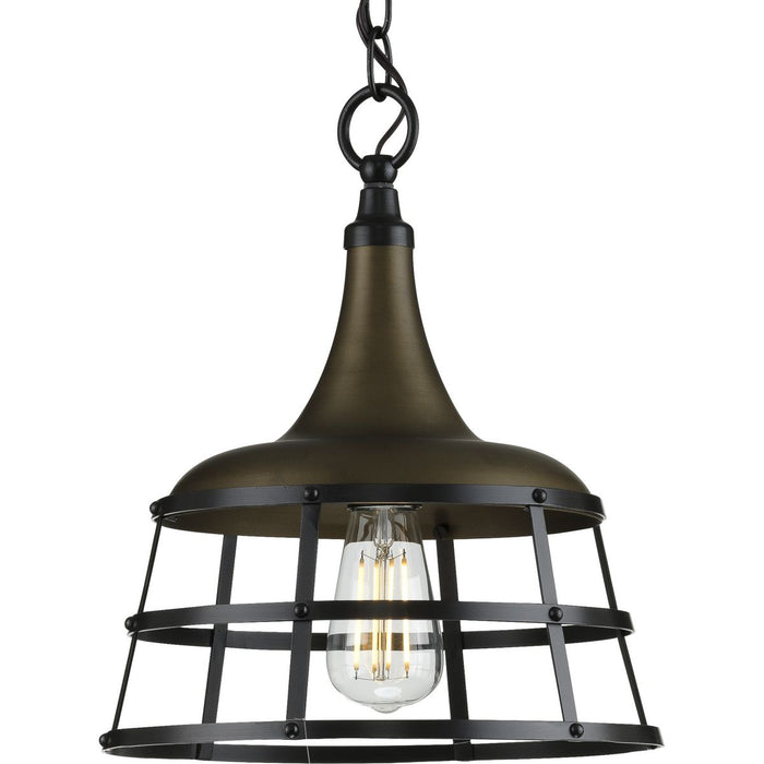 Progress Lighting Bastille Collection Aged Brass One-Light Pendant (P500236-161)