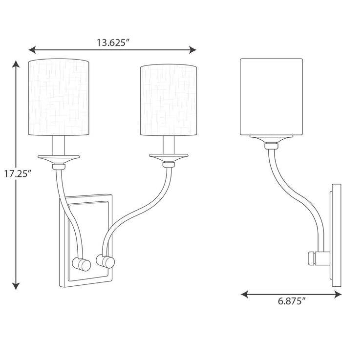 Progress Lighting Bonita Collection Brushed Nickel Two-Light Wall Sconce (P710019-009)