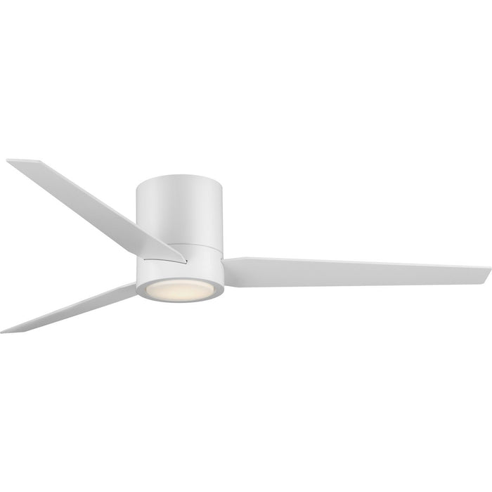 Progress Lighting Braden 56 Inch Integrated LED Indoor Sating White Mid-Century Modern Ceiling Fan With Light Kit/White Opal Shade/Remote Control (P2588-28-30K)