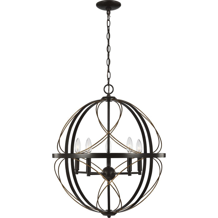 Progress Lighting Brandywine Collection Antique Bronze Five-Light Pendant (P500287-020)