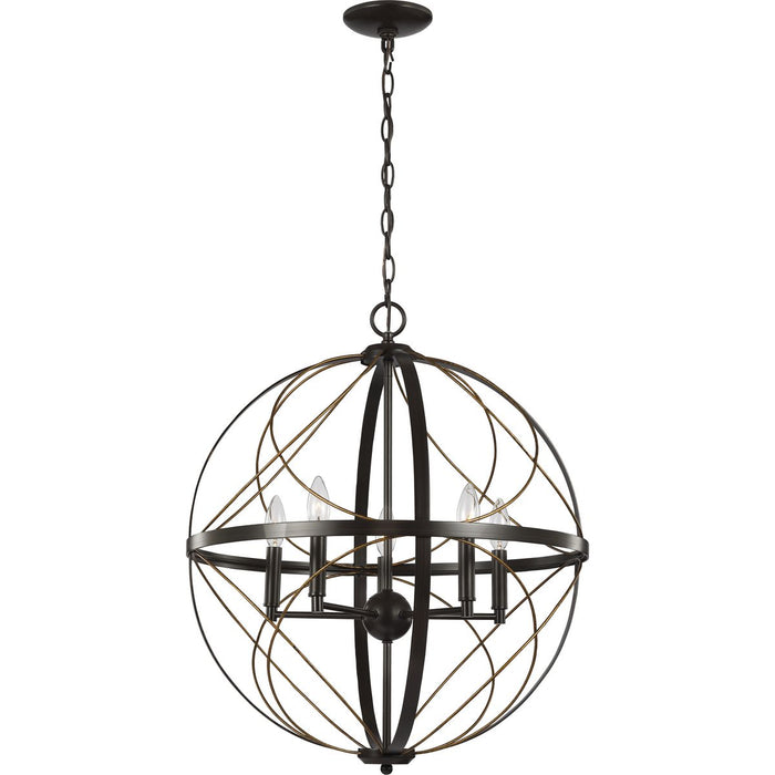 Progress Lighting Brandywine Collection Antique Bronze Five-Light Pendant (P500287-020)