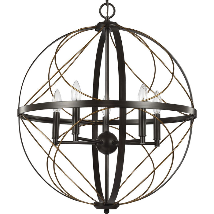 Progress Lighting Brandywine Collection Antique Bronze Five-Light Pendant (P500287-020)