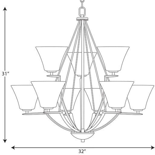 Progress Lighting Bravo Collection Nine-Light Two-Tier Chandelier (P4625-20W)