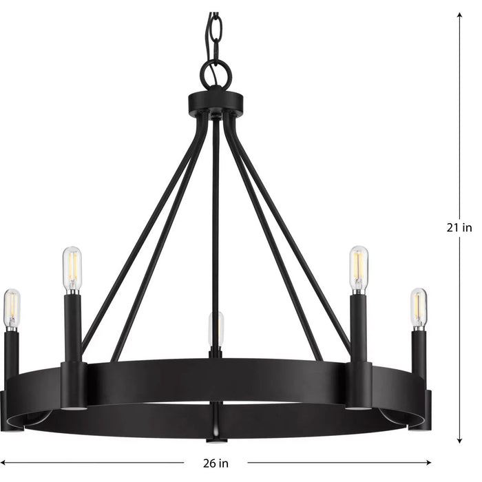 Progress Lighting Breckenridge Collection 60W Five-Light Chandelier Matte Black (P400318-31M)