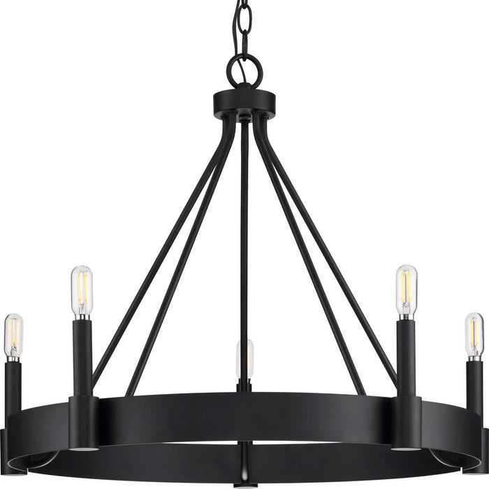 Progress Lighting Breckenridge Collection 60W Five-Light Chandelier Matte Black (P400318-31M)