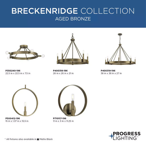 Progress Lighting Breckenridge Collection 60W Five-Light Semi-Flush Mount Aged Bronze (P350240-196)