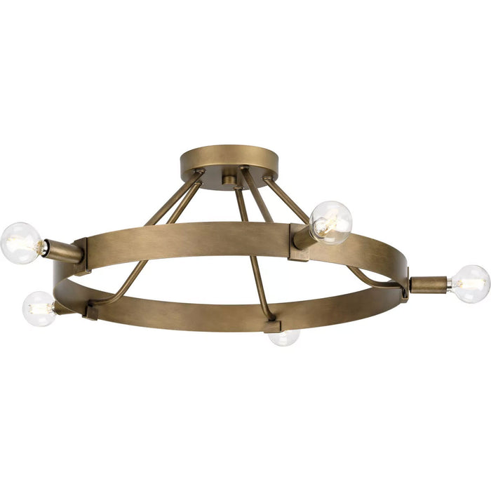 Progress Lighting Breckenridge Collection 60W Five-Light Semi-Flush Mount Aged Bronze (P350240-196)