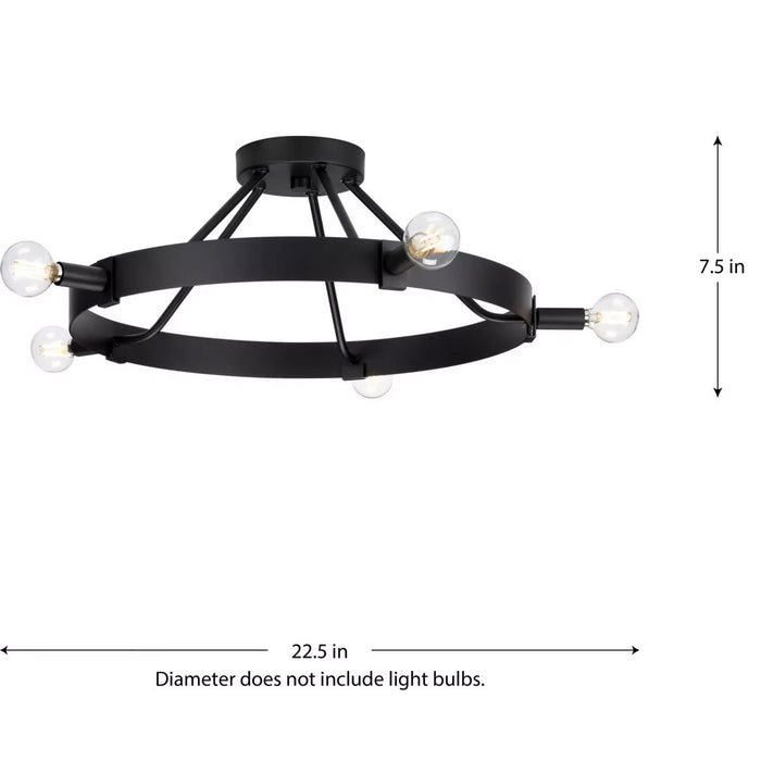 Progress Lighting Breckenridge Collection 60W Five-Light Semi-Flush Mount Matte Black (P350240-31M)