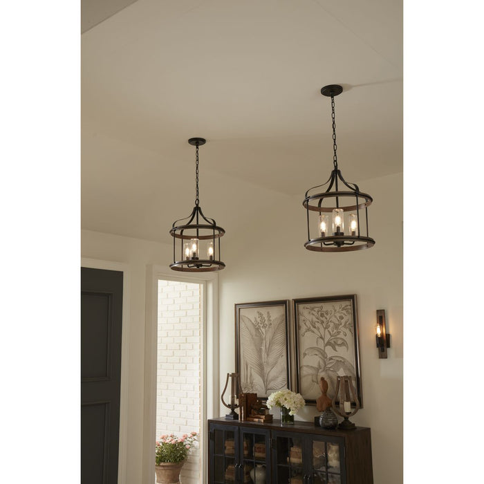 Progress Lighting Brenham Collection Black Three-Light Outdoor Pendant (P500235-031)