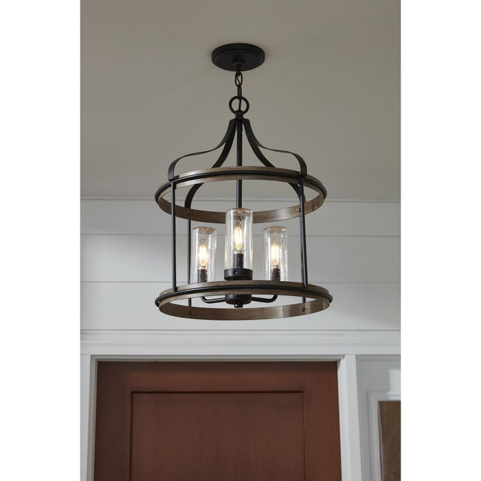 Progress Lighting Brenham Collection Black Three-Light Outdoor Pendant (P500235-031)