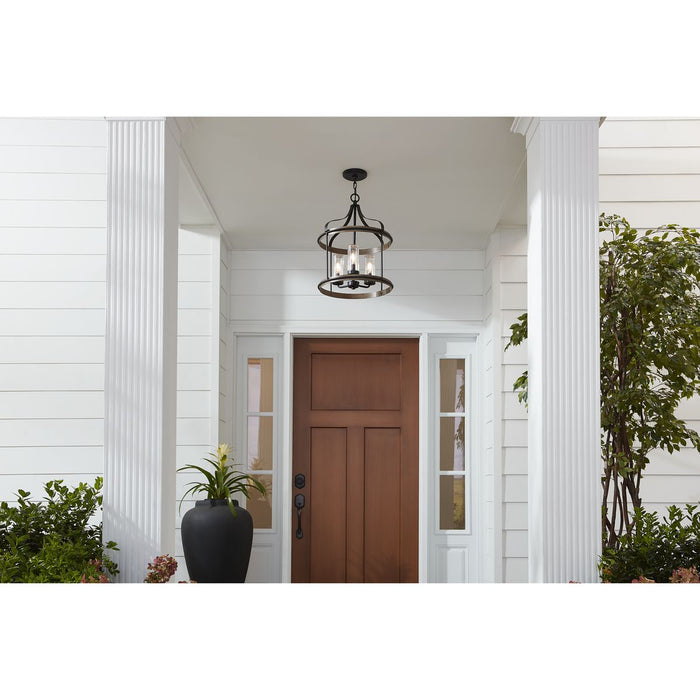 Progress Lighting Brenham Collection Black Three-Light Outdoor Pendant (P500235-031)