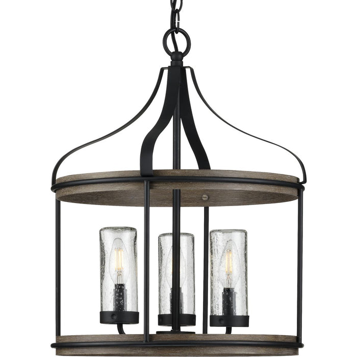 Progress Lighting Brenham Collection Black Three-Light Outdoor Pendant (P500235-031)