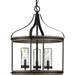 Progress Lighting Brenham Collection Black Three-Light Outdoor Pendant (P500235-031)