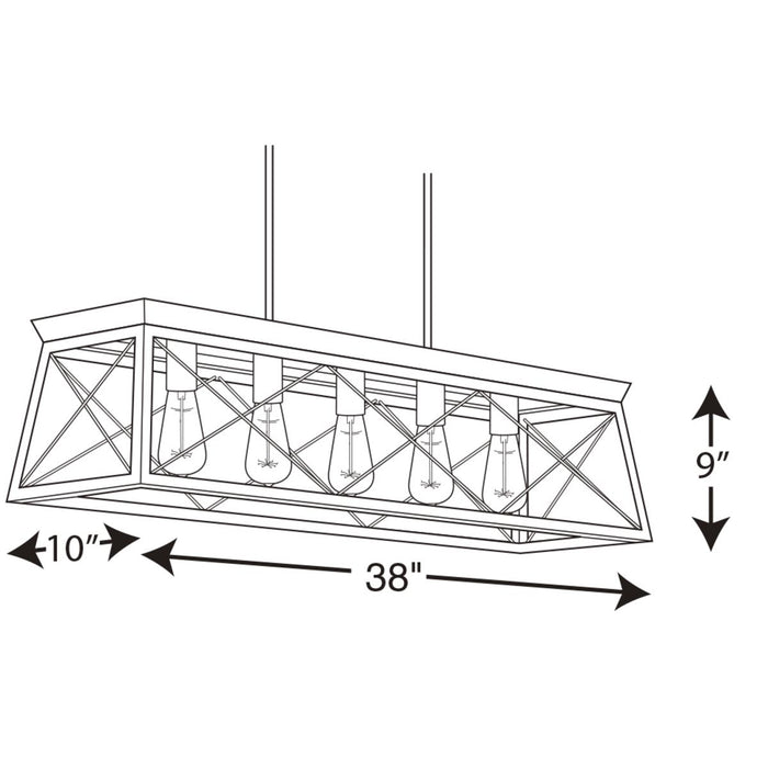 Progress Lighting Briarwood Collection Five-Light Linear Chandelier (P400048-020)