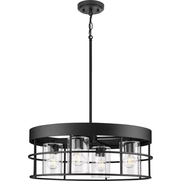 Progress Lighting Burgess Collection 60W Four-Light Chandelier Matte Black (P400311-31M)