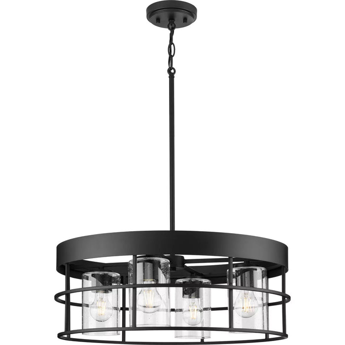 Progress Lighting Burgess Collection 60W Four-Light Chandelier Matte Black (P400311-31M)