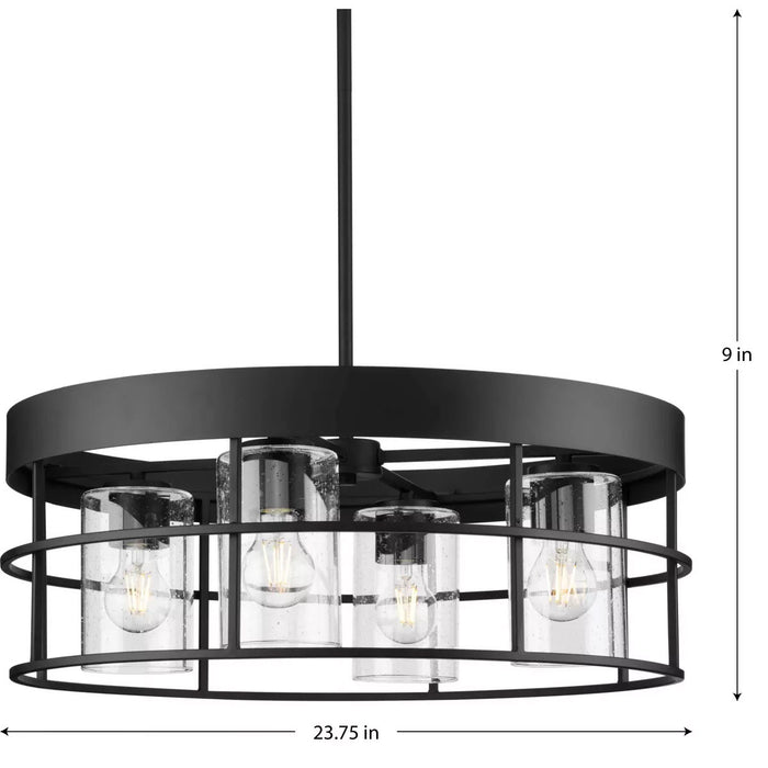 Progress Lighting Burgess Collection 60W Four-Light Chandelier Matte Black (P400311-31M)