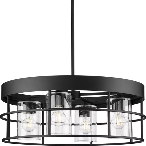 Progress Lighting Burgess Collection 60W Four-Light Chandelier Matte Black (P400311-31M)