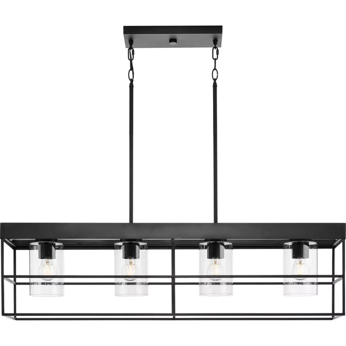 Progress Lighting Burgess Collection 60W Four-Light Linear Chandelier Matte Black (P400312-31M)