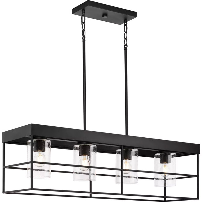 Progress Lighting Burgess Collection 60W Four-Light Linear Chandelier Matte Black (P400312-31M)