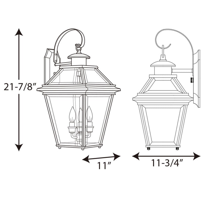 Progress Lighting Burlington Collection Three-Light Large Wall Lantern (P6617-20)