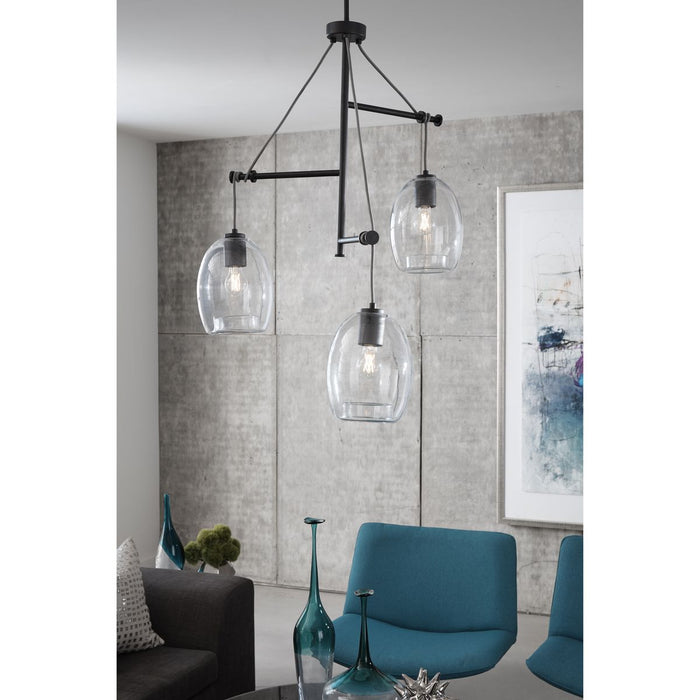 Progress Lighting Caisson Collection Graphite Three-Light Pendant (P500160-143)