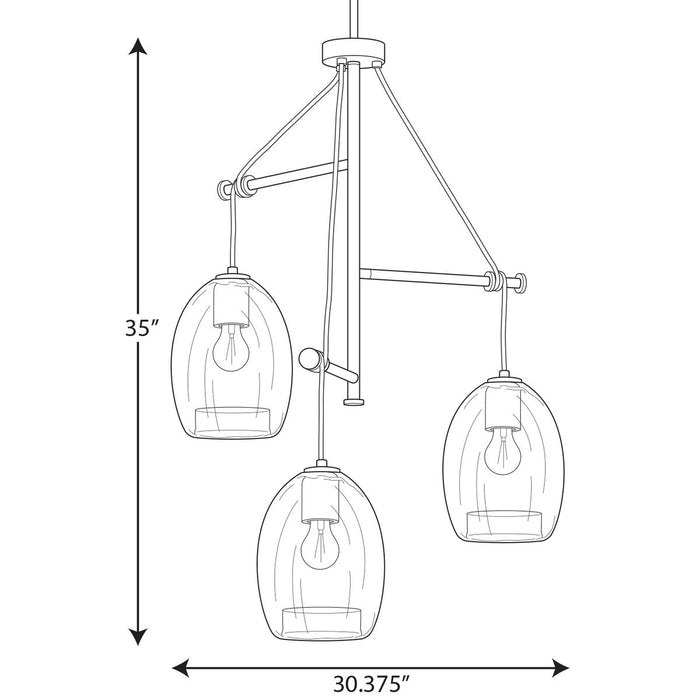 Progress Lighting Caisson Collection Graphite Three-Light Pendant (P500160-143)