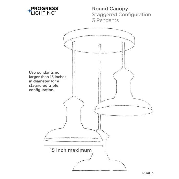 Progress Lighting Canopy Kit 15-1/2 Inch Round For Up To 3 Pendants (P8403-20)