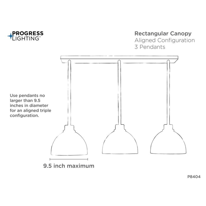 Progress Lighting Canopy Kit 23-1/4 Inch Length For Up To 3 Pendants (P8404-09)