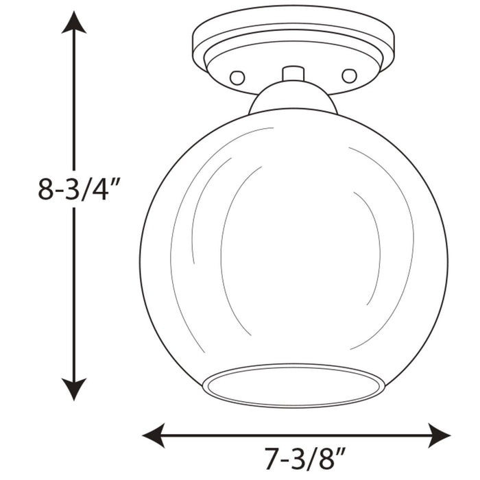 Progress Lighting Carisa Collection 7-3/8 Inch Flush Mount (P350075-009)
