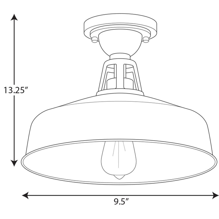 Progress Lighting Cedar Springs Collection Black One-Light Semi-Flush Mount (P550070-031)