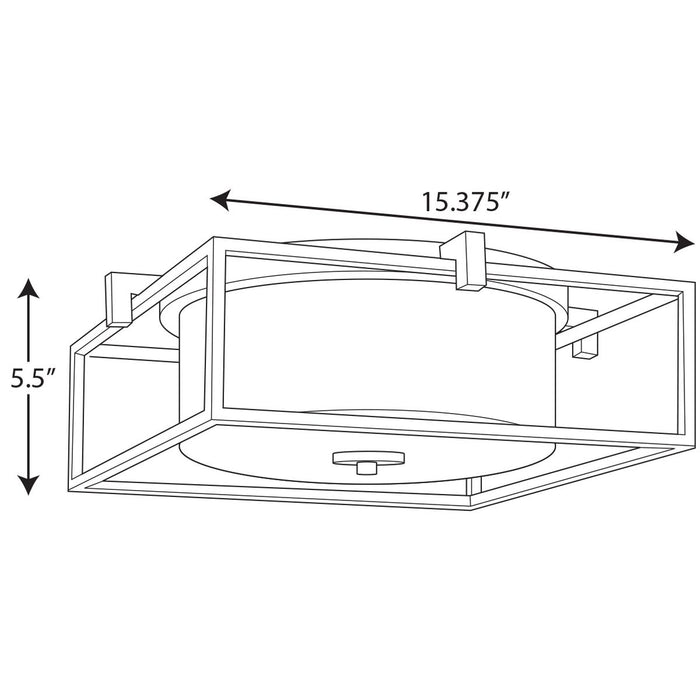 Progress Lighting Chadwick Collection Two-Light Brushed Nickel 15-3/8 Inch Flush Mount (P350171-009)