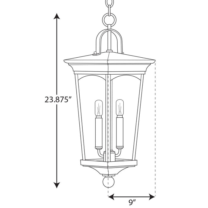 Progress Lighting Chatsworth Collection Black Two-Light Hanging Lantern (P550067-031)