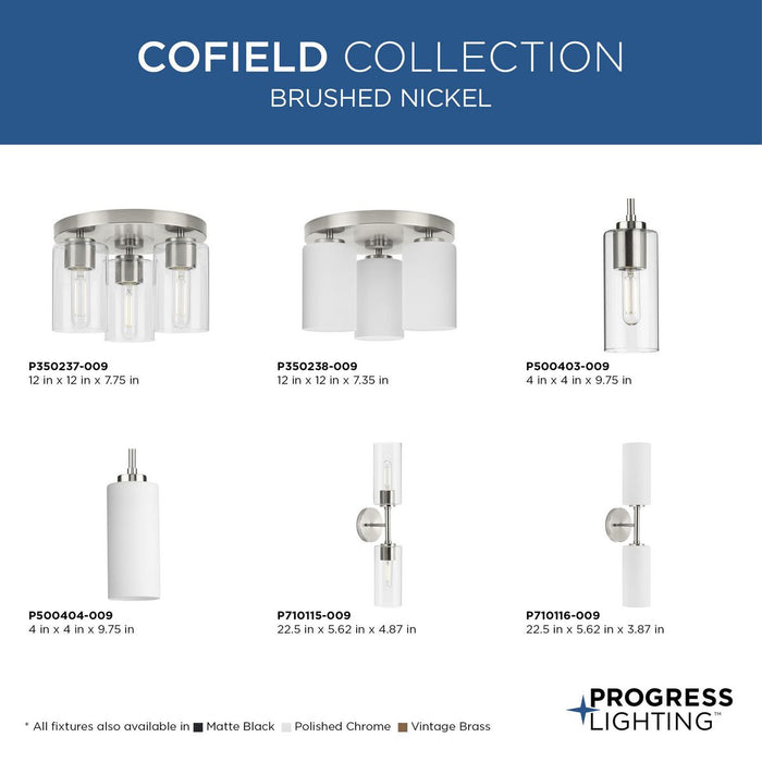 Progress Lighting Cofield Collection 60W Three-Light Flush Mount Fixture Brushed Nickel (P350237-009)