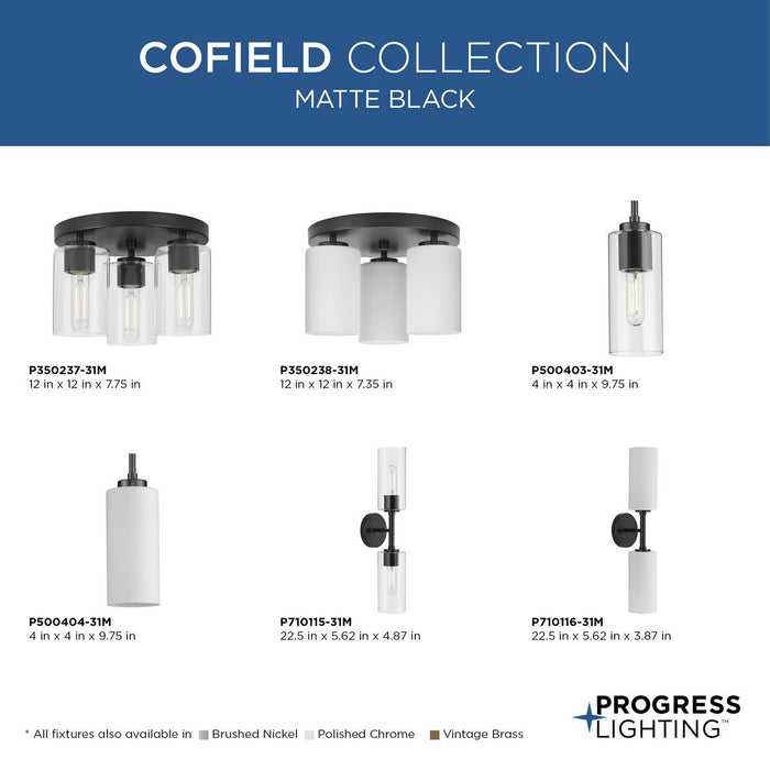 Progress Lighting Cofield Collection 60W Three-Light Flush Mount Fixture Matte Black (P350238-31M)