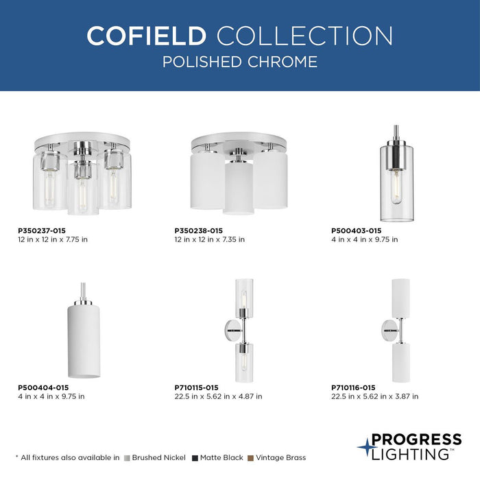 Progress Lighting Cofield Collection 60W Three-Light Flush Mount Fixture Polished Chrome (P350237-015)