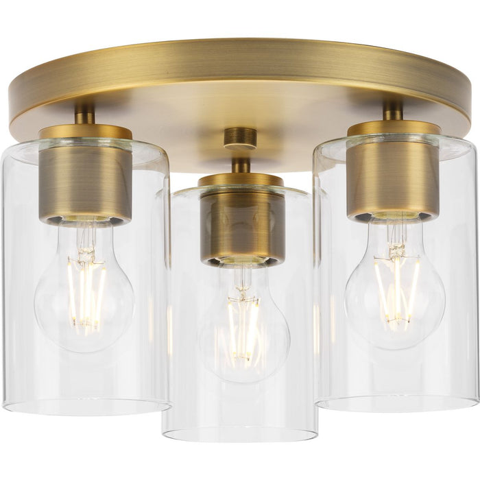 Progress Lighting Cofield Collection 60W Three-Light Flush Mount Fixture Vintage Brass (P350237-163)