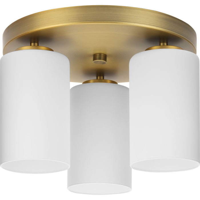 Progress Lighting Cofield Collection 60W Three-Light Flush Mount Fixture Vintage Brass (P350238-163)