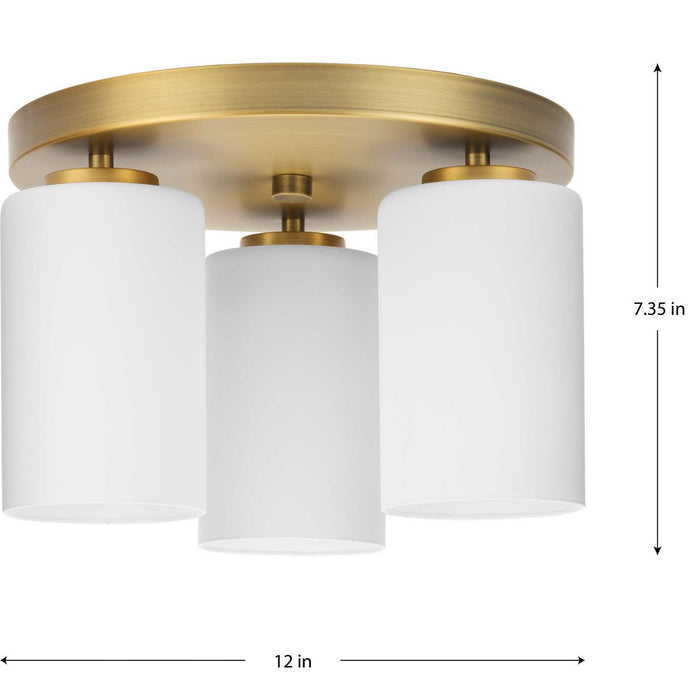 Progress Lighting Cofield Collection 60W Three-Light Flush Mount Fixture Vintage Brass (P350238-163)